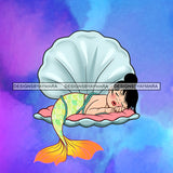 Cute Baby Girl Mermaid Sleeping In Seashell  JPG PNG  Clipart Cricut Silhouette Cut Cutting