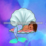 Cute Baby Girl Mermaid Sleeping In Seashell  JPG PNG  Clipart Cricut Silhouette Cut Cutting