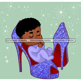 Cute  Baby Boy Sleeping In Blue High Heel Shoes   JPG PNG  Clipart Cricut Silhouette Cut Cuttin