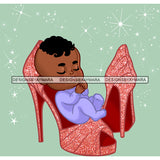 Cute  Baby Boy Sleeping In Pink High Heel Shoes   JPG PNG  Clipart Cricut Silhouette Cut Cuttin