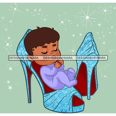 Cute  Baby Boy Sleeping In Blue High Heel Shoes   JPG PNG  Clipart Cricut Silhouette Cut Cuttin