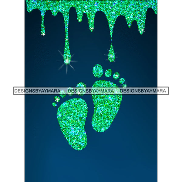 Green Baby Feet Dripping   JPG PNG  Clipart Cricut Silhouette Cut Cuttin