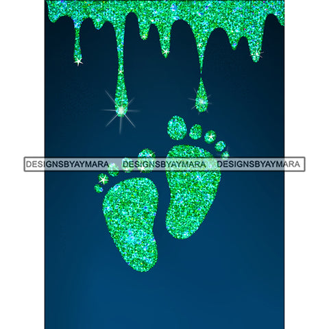 Green Baby Feet Dripping   JPG PNG  Clipart Cricut Silhouette Cut Cuttin