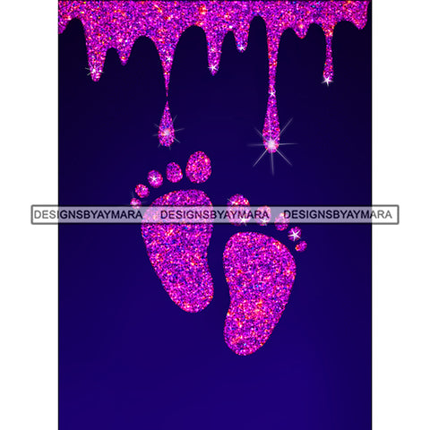 Purple Baby Feet Dripping   JPG PNG  Clipart Cricut Silhouette Cut Cutting