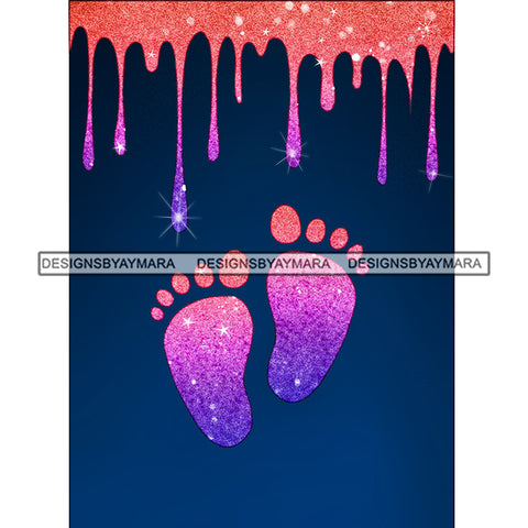 Purple Pink Baby Feet Dripping   JPG PNG  Clipart Cricut Silhouette Cut Cutting