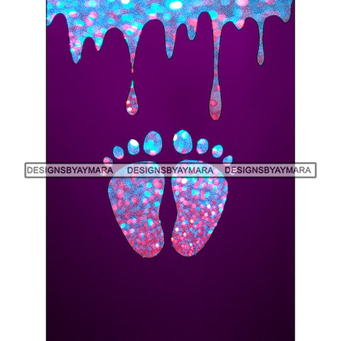 Blue Pink Baby Feet Dripping   JPG PNG  Clipart Cricut Silhouette Cut Cutting