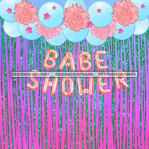 Babe Shower Graphic Balloons Banner JPG PNG  Clipart Cricut Silhouette Cut Cutting