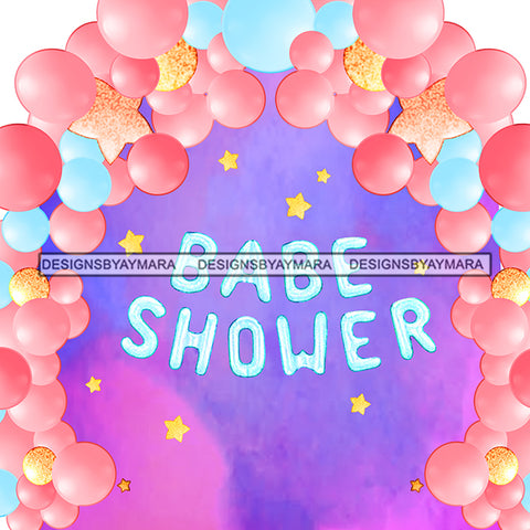 Babe Shower Graphic Balloons Banner JPG PNG  Clipart Cricut Silhouette Cut Cutting