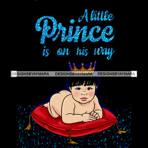 A Little Prince Is On His Way Gold Crown On Red Pillow  JPG PNG  Clipart Cricut Silhouette Cut Cutting