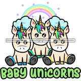 Cute Baby Unicorns Rainbow Family Celebration Parenthood Fantasy Fairytale SVG JPG PNG Vector Clipart Cricut Silhouette Cut Cutting