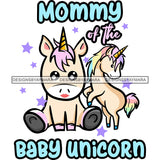 Cute Mommy Baby Unicorns Together Lovely Family Celebration Fantasy Fairytale SVG JPG PNG Vector Clipart Cricut Silhouette Cut Cutting