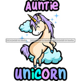 Cute Auntie Unicorn Clouds Lovely Family Celebration Fantasy Fairytale SVG JPG PNG Vector Clipart Cricut Silhouette Cut Cutting