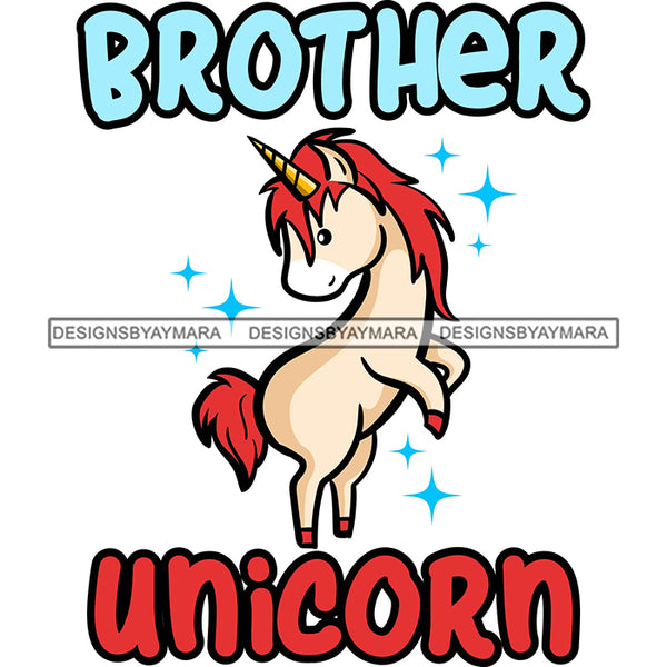 Cute Brother Unicorn Clouds Lovely Family Celebration Fantasy Fairytale SVG JPG PNG Vector Clipart Cricut Silhouette Cut Cutting