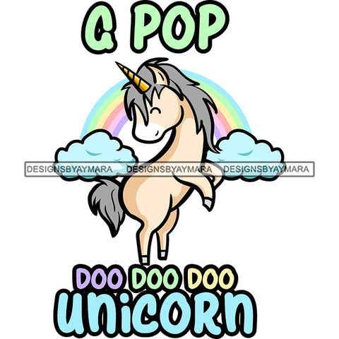 Cute G Pop Unicorn Clouds Lovely Family Celebration Fantasy Fairytale SVG JPG PNG Vector Clipart Cricut Silhouette Cut Cutting