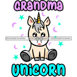 Cute Grandma Unicorn Loving Family Celebration Happiness Fantasy Fairytale SVG JPG PNG Vector Clipart Cricut Silhouette Cut Cutting