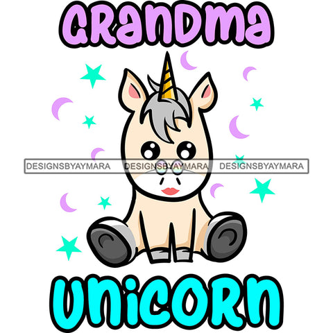 Cute Grandma Unicorn Loving Family Celebration Happiness Fantasy Fairytale SVG JPG PNG Vector Clipart Cricut Silhouette Cut Cutting