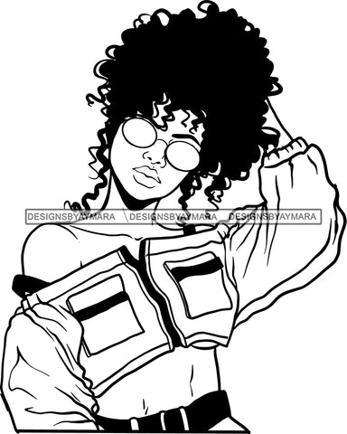 Beautiful Black Woman Face Touching Her Hair SVG Cutting Files For Silhouette Cricut and More