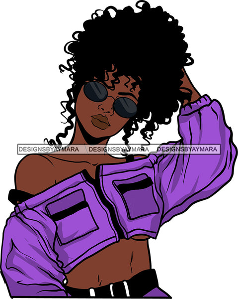 Beautiful Black Woman Face Touching Her Hair SVG Cutting Files For Silhouette Cricut and More