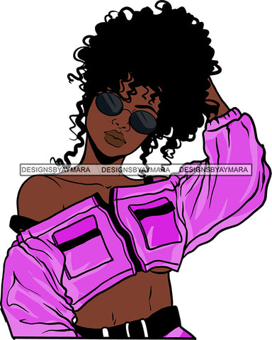 Beautiful Black Woman Face Touching Her Hair SVG Cutting Files For Silhouette Cricut and More