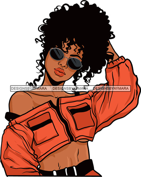 Beautiful Black Woman Face Touching Her Hair SVG Cutting Files For Silhouette Cricut and More