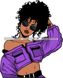 Beautiful Black Woman Face Touching Her Hair SVG Cutting Files For Silhouette Cricut and More