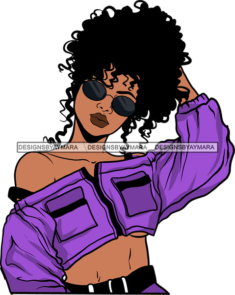 Beautiful Black Woman Face Touching Her Hair SVG Cutting Files For Silhouette Cricut and More