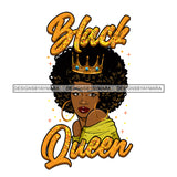Black Queen With Golden Crown Big Afro SVG JPG PNG Vector Clipart Cricut Silhouette Cut Cutting