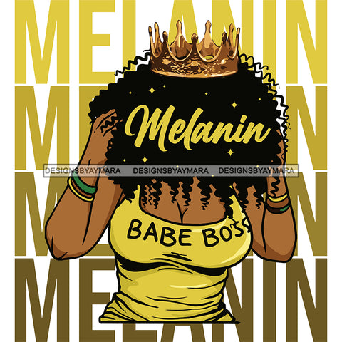 Melanin Babe Boss Putting On Her Crown SVG JPG PNG Vector Clipart Cricut Silhouette Cut Cutting