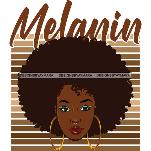 Melanin Queen Big Afro Brown Stripes SVG JPG PNG Vector Clipart Cricut Silhouette Cut Cutting