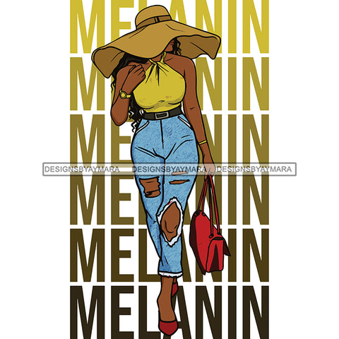 Melanin Queen In Hat And Jeans Stepping Out SVG JPG PNG Vector Clipart Cricut Silhouette Cut Cutting