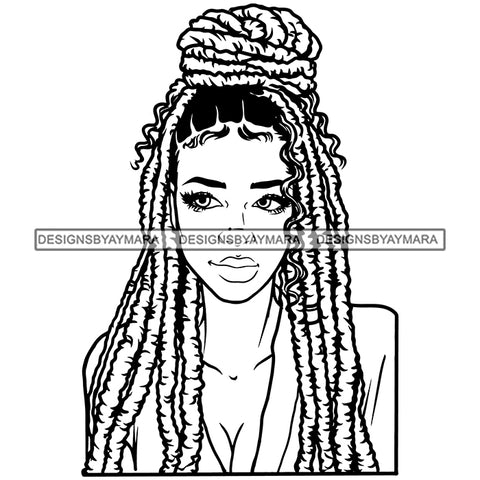 Woman Dreadlocks Locs Dreads Hairstyle Sisterlocks Melanin Nubian Black Girl Magic SVG JPG PNG Vector Clipart Cricut Silhouette Cut Cutting