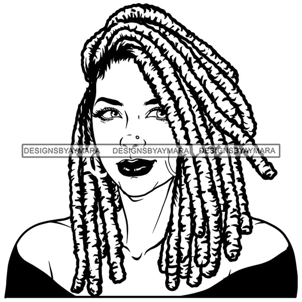 Woman Dreadlocks Locs Dreads Hairstyle Sisterlocks Melanin Nubian Black Girl Magic SVG JPG PNG Vector Clipart Cricut Silhouette Cut Cutting