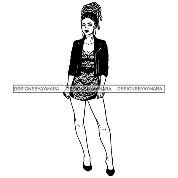 Woman Dreadlocks Locs Dreads Hairstyle Sisterlocks Melanin Nubian Black Girl Magic SVG JPG PNG Vector Clipart Cricut Silhouette Cut Cutting