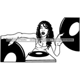 DJ Woman Disc Music Scratching Melanin Nubian Black Girl Magic SVG JPG PNG Vector Clipart Cricut Silhouette Cut Cutting