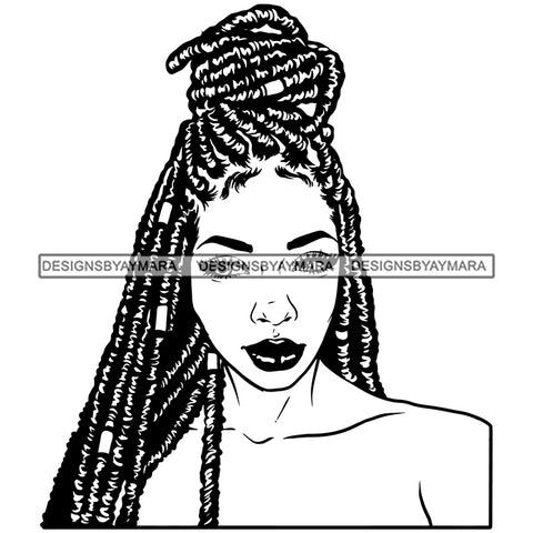 Woman Dreads Locs Locks Bun Sisterlocks Hairstyle Head Wrap Melanin Nubian Hairstyle Black Girl Magic SVG JPG PNG Vector Clipart Cricut Silhouette Cut Cutting