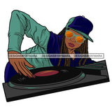 DJ Woman Music Disc Scratching Night Club Dreadlocks Locs Dreads Hairstyle Sisterlocks Melanin Nubian Black Girl Magic SVG JPG PNG Vector Clipart Cricut Silhouette Cut Cutting