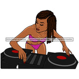 DJ Woman Music Disc Scratching Night Club Dreadlocks Locs Dreads Hairstyle Sisterlocks Melanin Nubian Black Girl Magic SVG JPG PNG Vector Clipart Cricut Silhouette Cut Cutting