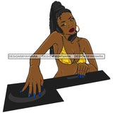 DJ Woman Music Disc Scratching Night Club Dreadlocks Locs Dreads Hairstyle Sisterlocks Melanin Nubian Black Girl Magic SVG JPG PNG Vector Clipart Cricut Silhouette Cut Cutting