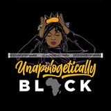 Beautiful Melanin Girl Crowned Africa Proud Dreadlocks Hairstyle Logo Banner SVG JPG PNG Vector Clipart Cricut Silhouette Cut Cutting