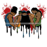 Dripping Black Men Brothers Praying Together  JPG PNG  Clipart Cricut Silhouette Cut Cutting