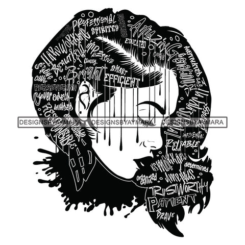 Black Diva Goddess Motivational Hair Quotes Professional Dripping Splash B/W SVG JPG PNG Vector Clipart Cricut Silhouette Cut Cutting
