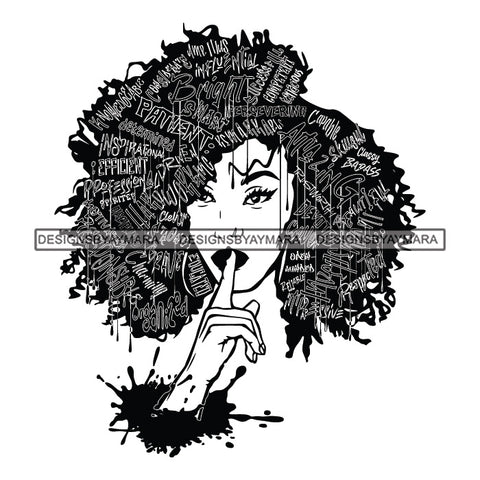 Black Diva Goddess Motivational Hair Quotes Bright Dripping Splash B/W SVG JPG PNG Vector Clipart Cricut Silhouette Cut Cutting