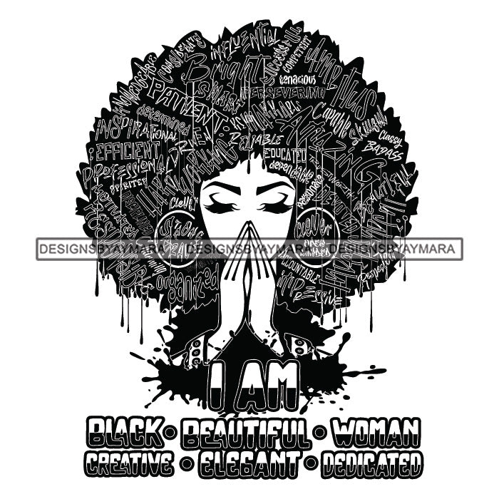 Black Diva Goddess Motivational Hair Quotes I Am Blessed Dripping Spla ...