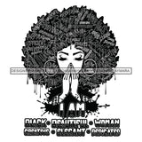 Black Diva Goddess Motivational Hair Quotes I Am Blessed Dripping Splash B/W SVG JPG PNG Vector Clipart Cricut Silhouette Cut Cutting