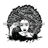 Black Diva Goddess Smart Motivational Hair Quotes Dripping Splash B/W SVG JPG PNG Vector Clipart Cricut Silhouette Cut Cutting