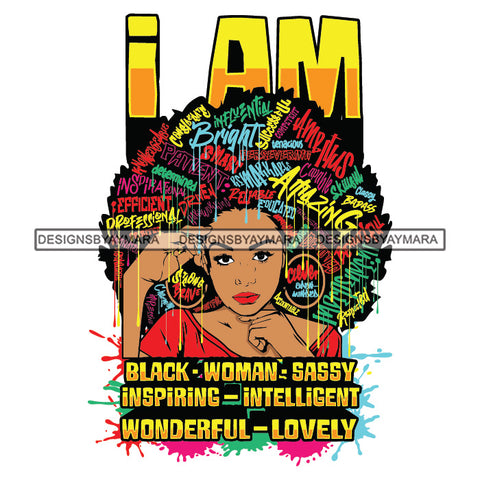 Black Diva Goddess Motivational Hair Quotes I Am Smart Dripping Splash SVG JPG PNG Vector Clipart Cricut Silhouette Cut Cutting