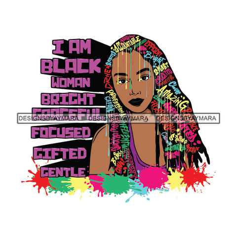 Black Diva Goddess Motivational Hair Quotes I Am Powerful Dripping Splash SVG JPG PNG Vector Clipart Cricut Silhouette Cut Cutting