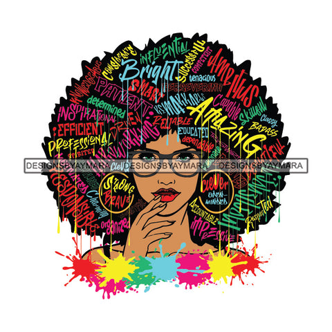 Black Diva Goddess Motivational Hair Quotes Unique Dripping Splash Glasses SVG JPG PNG Vector Clipart Cricut Silhouette Cut Cutting