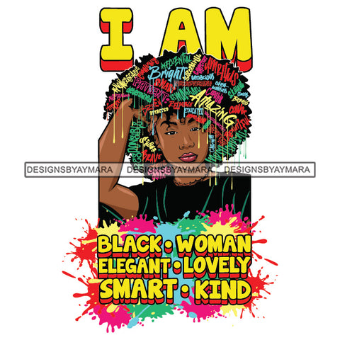 Black Diva Goddess Motivational Hair Quotes I Am Talented Dripping Splash SVG JPG PNG Vector Clipart Cricut Silhouette Cut Cutting