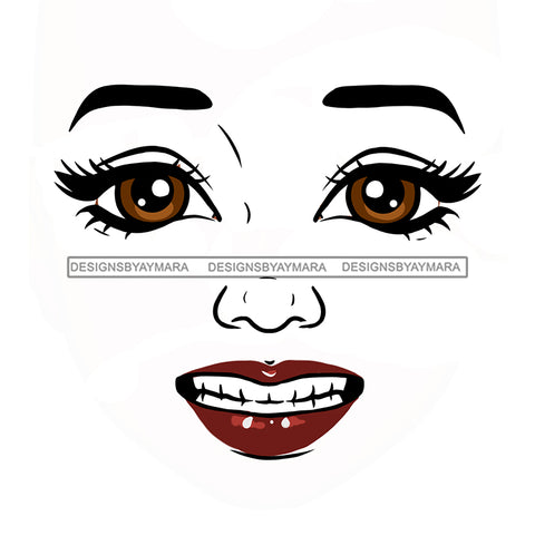 Transparent Black Woman Face Eyes Open Wide Smiling Teeth   JPG  PNG Clipart Cricut Silhouette Cut Cutting